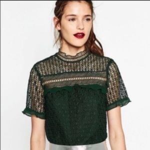 Zara Emerald Lace Top